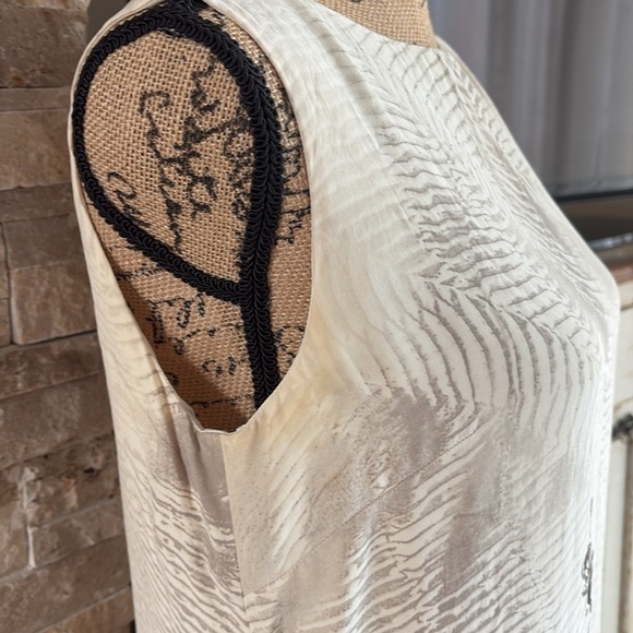 Max Mara sleeveless lined sheath dress cream with black and brown flowers - Picture 3 of 16